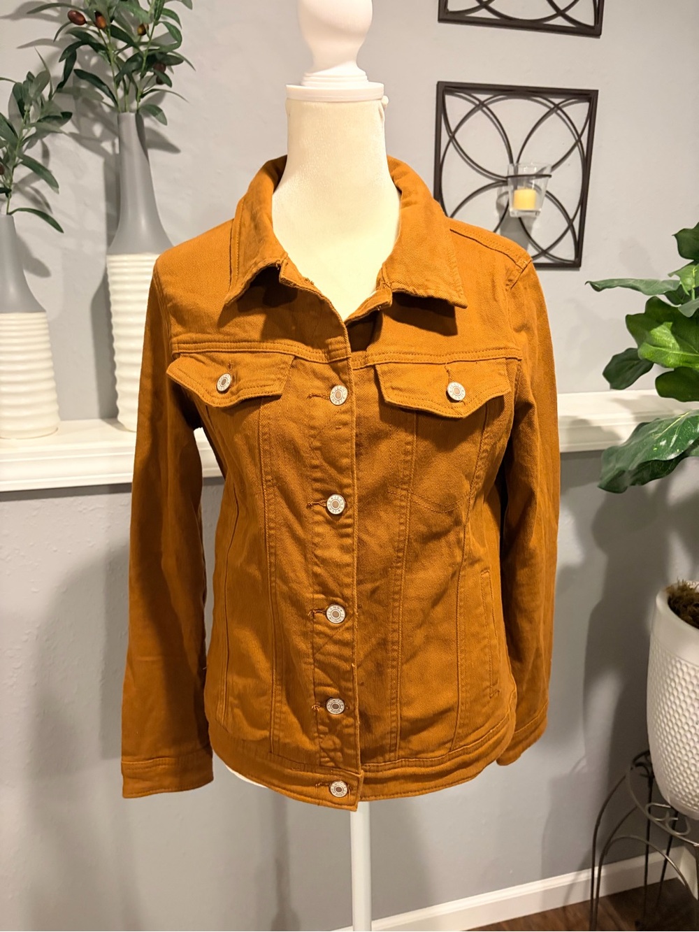 Source Unknown Women's Button-Front Jean Jacket in Burnt Orange